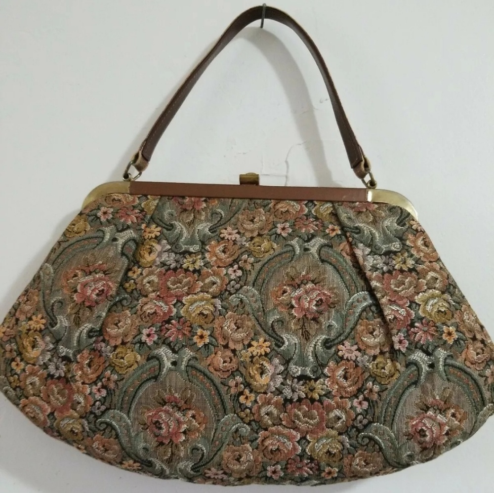 Vintage fifties purse 1950s tapestry handbag 60s bag
